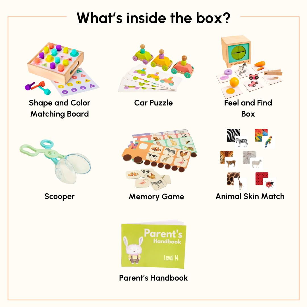 Curious Cub Montessori Learning Wooden Baby Toys | Box 14: 2.9+ Yrs | Problem Solving, Measuring Skill Children Toys | Montessori Toys for 2+ Year Old | Fine Motor & Memory Skills | Baby Gift Set