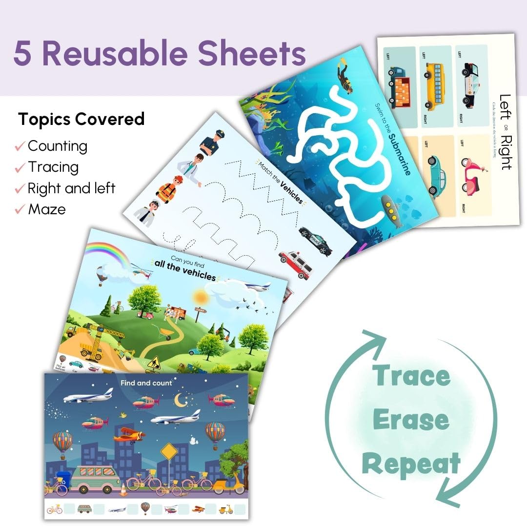 Curious Cub Montessori Busy Book On Modes Of Transport |Toddler Busy Binder for 2-5 Yrs | Activity Binder, Quiet Book |Educational Toys For 2 Year Old