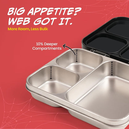 Basil Bento 3-Compartment Stainless Steel Lunch Box Easy-Open Leak-Resistant Tiffin