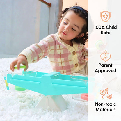 Curious Cub Montessori Balance Scale Toy For Kids|Weighing Machine For Toddlers|Balance Game Toy|Educational Number Learning Toy|Early Brain Development|Weight Scale Toy For Kids 2+ Years
