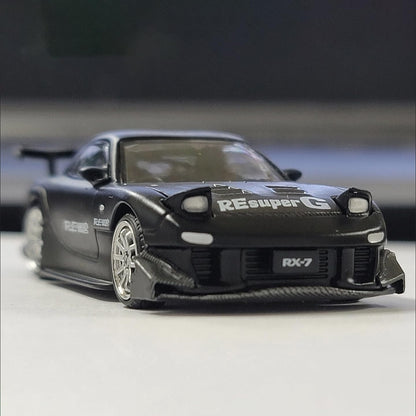 POP RACE 1:64 RX7 RE AMEMIYA WIDE BODY Metal Diecast Model Car S24-07