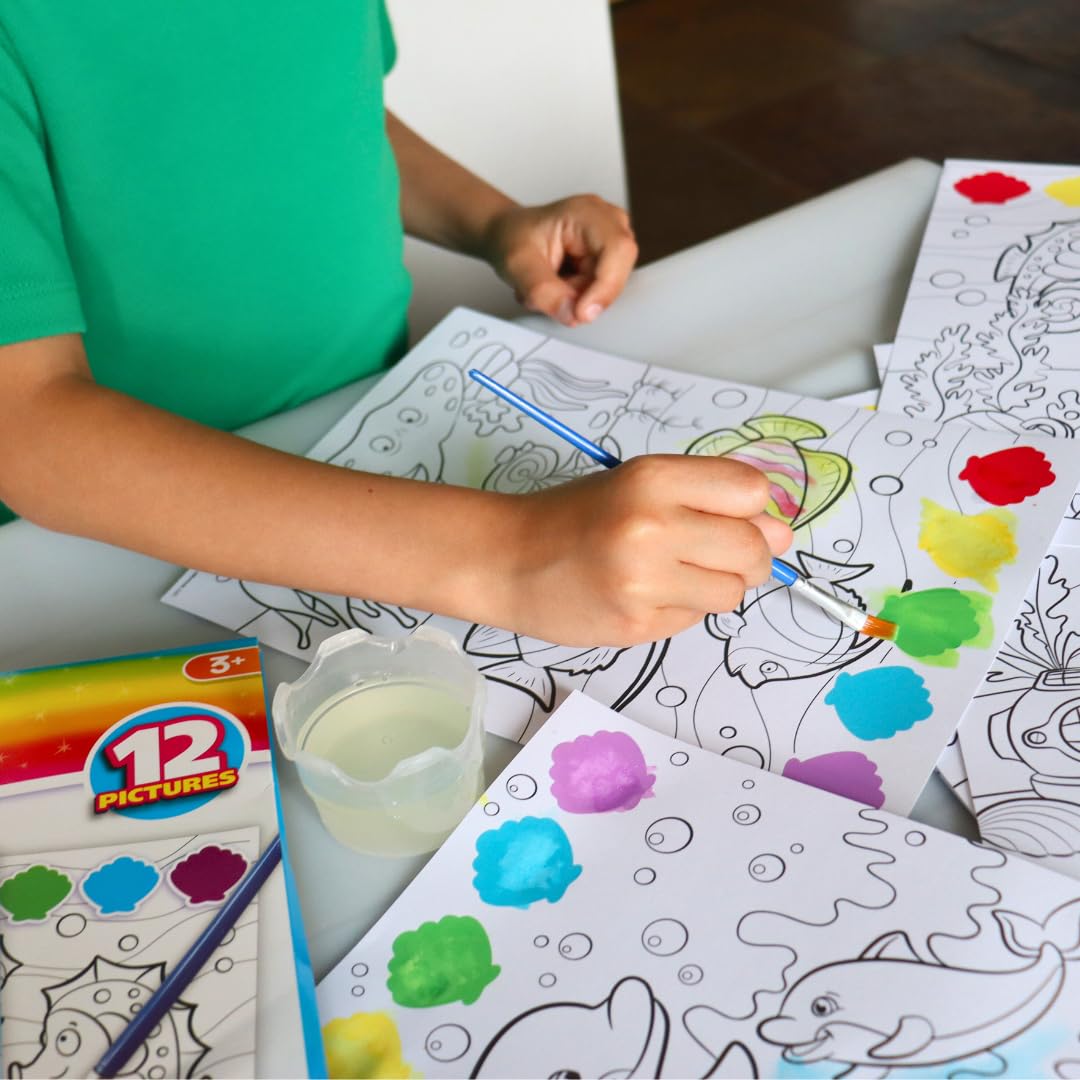 Scentos Magic Painting Pictures 12 Sheet by Fratelliu | 12 Activity Pages and 5 Deliciously Fruity-Scented Paint Discs That Come Alive When The Water Dipped Brush Touches Them(PACK OF 12)