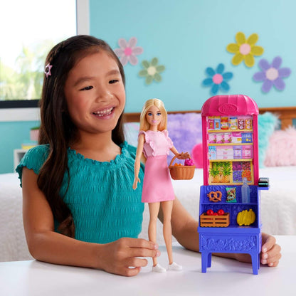 Barbie and Teresa Recipe for Friendship Fashion Doll & Playset, Malibu at The Market Theme with 11 Accessories Including Market Stand & Food JCT05