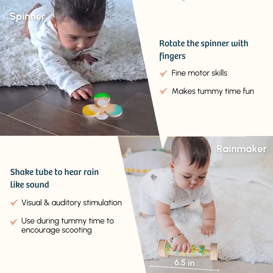 Curious Cub Montessori Learning Wooden Toys | Box 3: 5+ Month | Montessori Toys for 5+ Months | Learning Blocks,Sensory,Auditory & Memory Skills | Toddlers Activity Toys | New Born Baby Gift