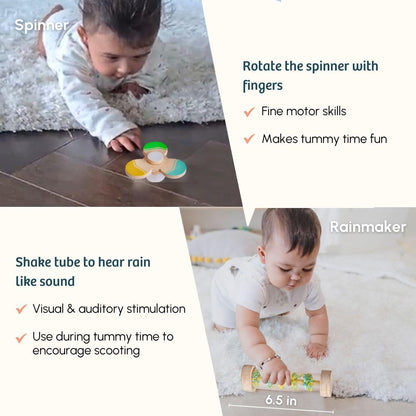 Curious Cub Montessori Learning Wooden Toys | Box 3: 5+ Month | Montessori Toys for 5+ Months | Learning Blocks,Sensory,Auditory & Memory Skills | Toddlers Activity Toys | New Born Baby Gift