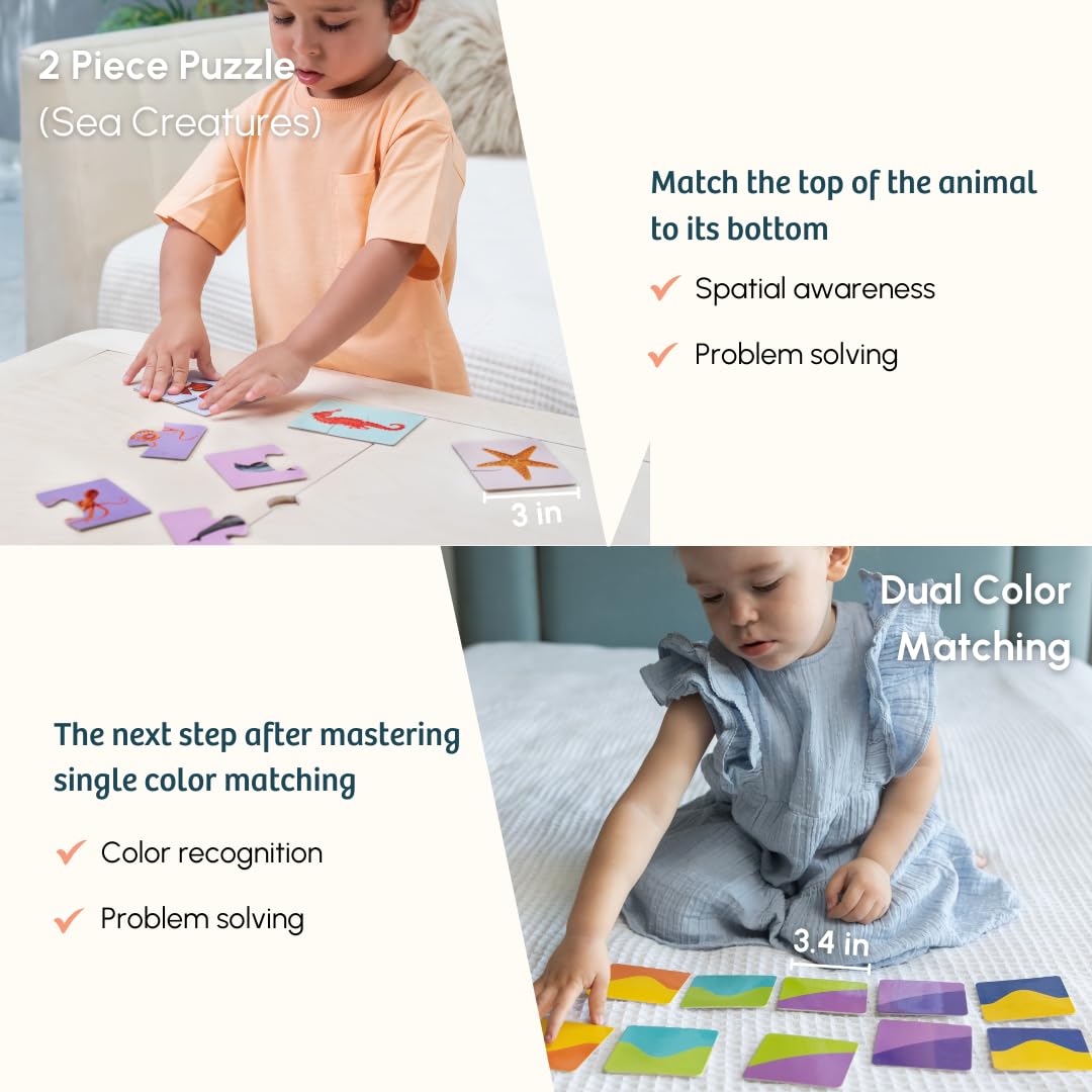 Curious Cub Montessori Learning Wooden Baby Toys | Box 11: 24+ Months| Montessori Toys for 2 Year Old|Child Development & Problem Solving Baby|Fine Motor Recognition Skills | Birthday Gift Boy Girl