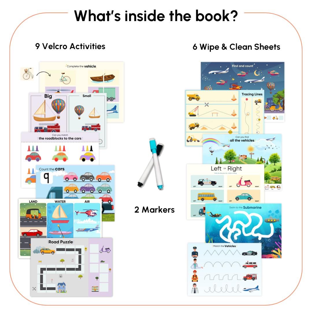 Curious Cub Montessori Busy Book On Modes Of Transport |Toddler Busy Binder for 2-5 Yrs | Activity Binder, Quiet Book |Educational Toys For 2 Year Old