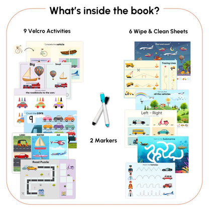 Curious Cub Montessori Busy Book On Modes Of Transport |Toddler Busy Binder for 2-5 Yrs | Activity Binder, Quiet Book |Educational Toys For 2 Year Old