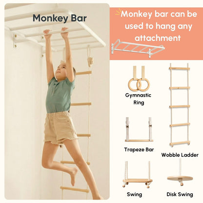 Curious Cub Jungle Gym for Kids Indoor | Kids Gymnastics At Home Gym | Contains Rock Climbing, Wall Climbing for Kids | Ladder for Kids to Play Indoor Fun Activity for Ages 4+(7 FEET)
