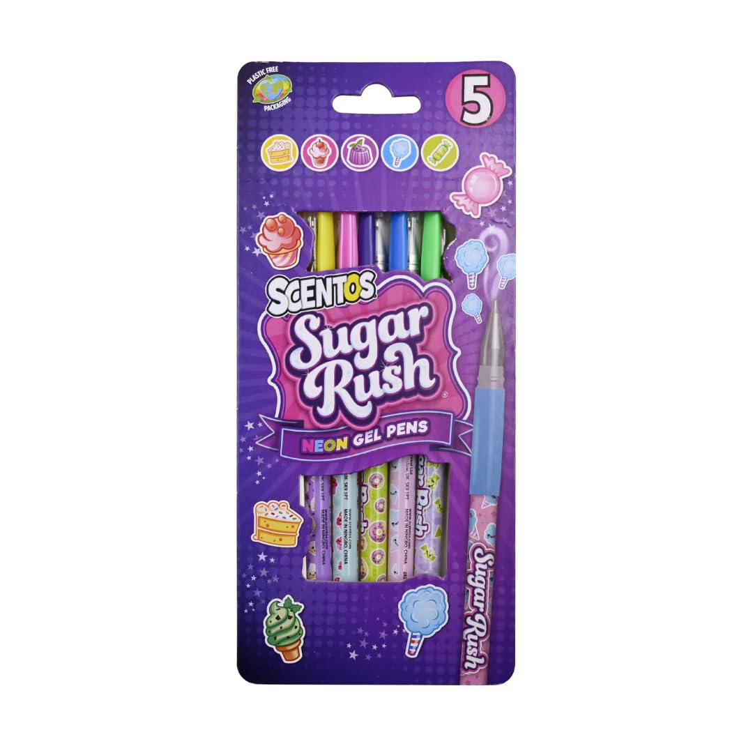 SUGAR RUSH 5 NEON GEL PENS (PACK OF 12)