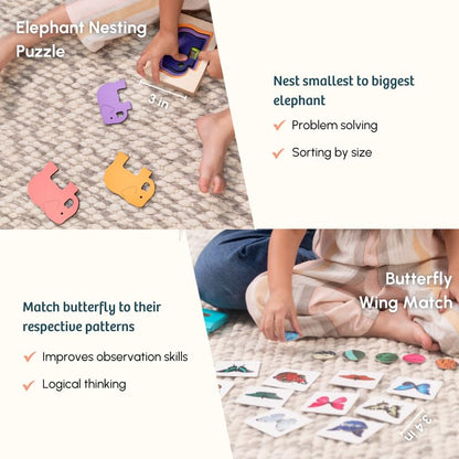 Curious Cub Montessori Learning Wooden Baby Toys | Box 12: 2.3 Yrs+| Montessori Toys for 2+ Year Old | Wooden Puzzles & Baby Toys for 2 Years|Develops Logical Thinking & Visual Skills|Christmas Gift