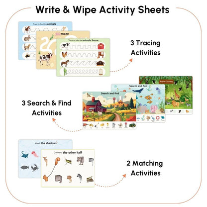 Curious Cub Montessori Busy Book |Animal books for kids 2-4 | Toddler Busy Binder for 2-5 Yrs | Tracing Books For Kids Ages 3-5 | Activity Binder | Toddler Toys