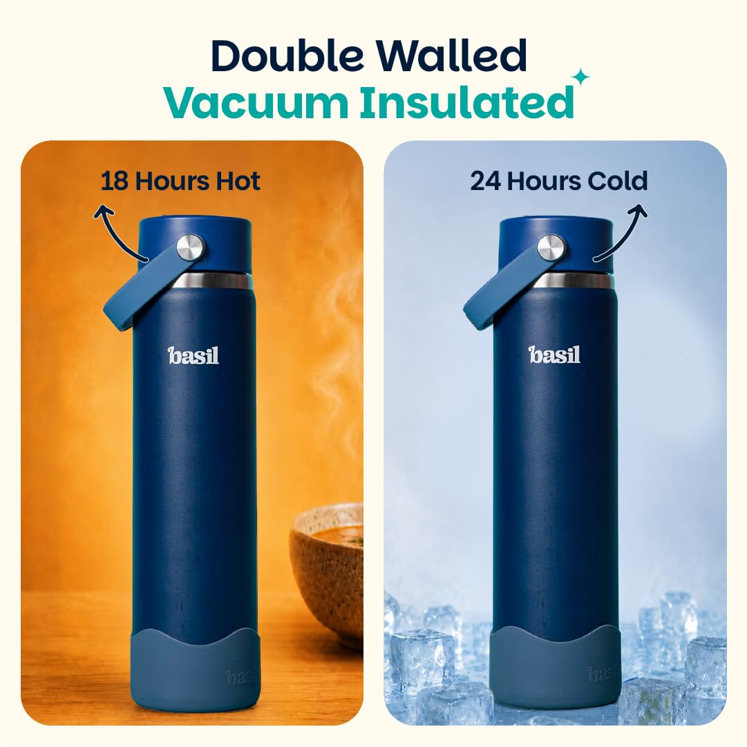 Basil HydraFizz 800ml Insulated Stainless Steel Bottle – Classic Navy