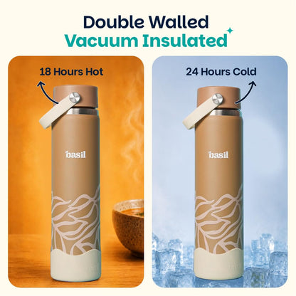 Basil HydraFizz 800ml Insulated Stainless Steel Sipper Bottle – Leakproof with Carry Handle