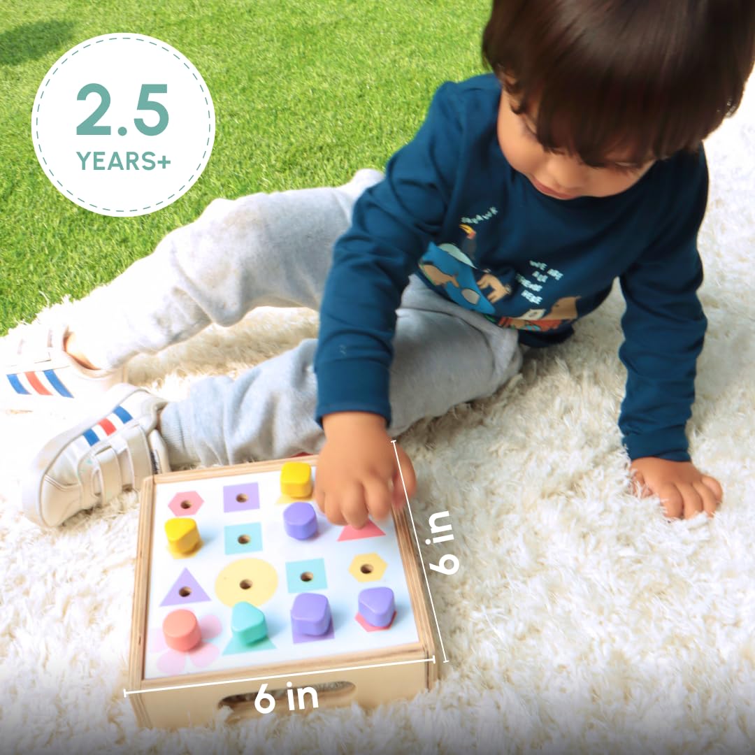 Curious Cub Montessori Shape Sorter & Colour Matching Peg Board | Educational Puzzle for 1, 2 Year Old Boys & Girls | Sensory Learning & Brain Development Toy