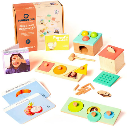 Curious Cub Montessori Toys Wooden Learning Baby Girl Boy | Box 7: 1+ Year |Educational Toy, Sensory Toys & Wooden Puzzles |Sensory Learning & Fine Motor Skills |13+ Month Baby | Gift for 1 Year Old