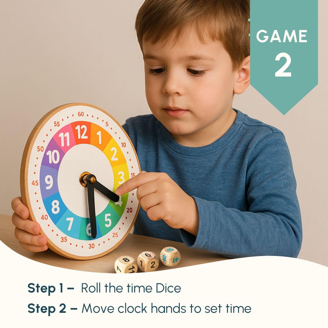 Curious Cub Learning Clock for Kids | Educational Toys for 5+ Year Old | Fun Time Learning Kit | Activity Toys for 6 Year Old Boys, Girls & Educational Board Games for Kids | Ideal Birthday Gift