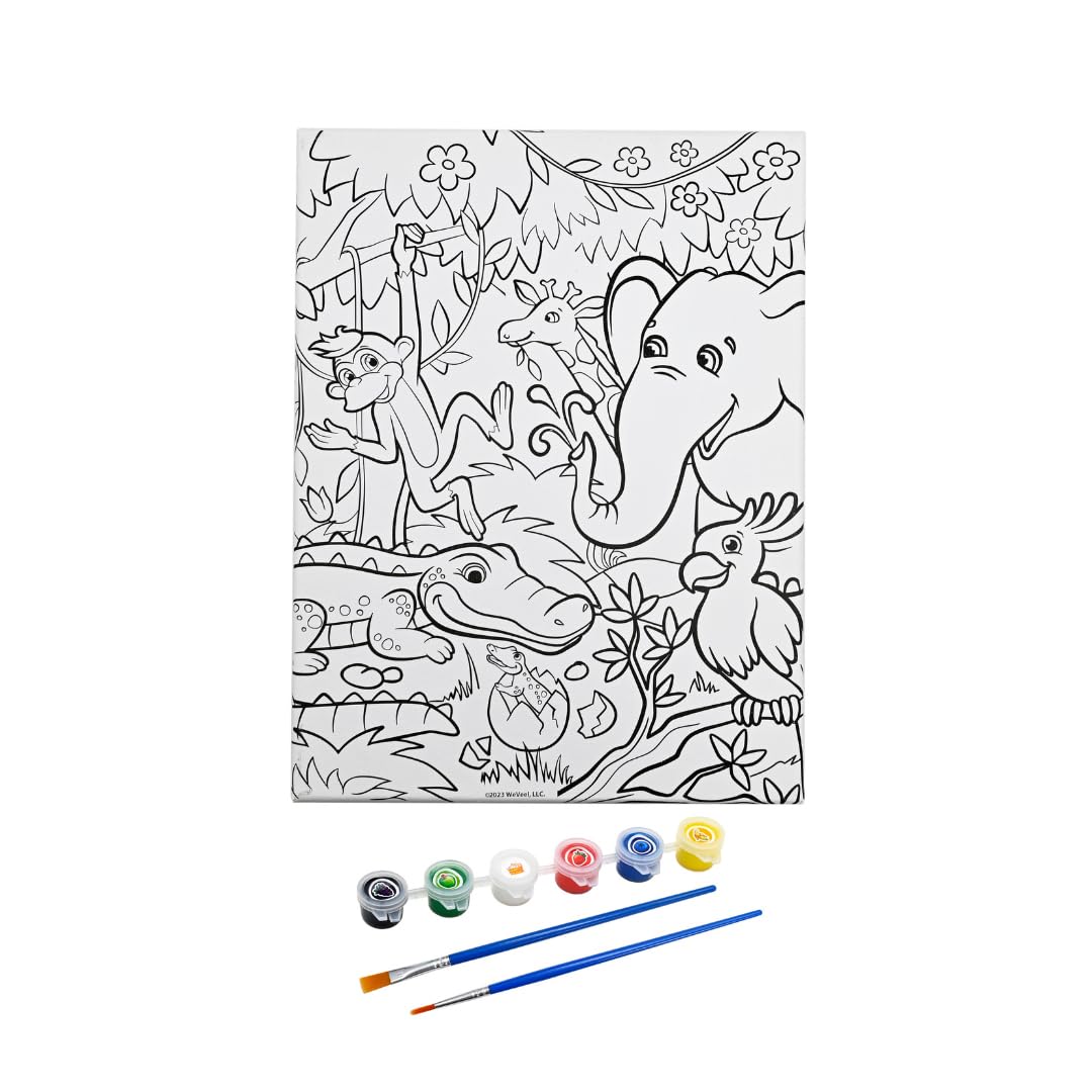 Scentos Canvas Paint Creations Jungle by Fratelli | Pre-Printed Sea Life Theme Canvas Picture, 6 Deliciously Fruity-Scented Paint pots and 2 Brushes(PACK OF 12)
