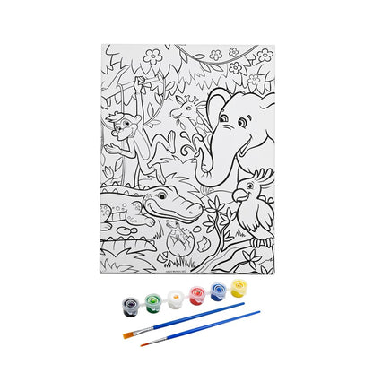 Scentos Canvas Paint Creations Jungle by Fratelli | Pre-Printed Sea Life Theme Canvas Picture, 6 Deliciously Fruity-Scented Paint pots and 2 Brushes(PACK OF 12)