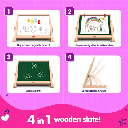 Giggles Draw N Write Desktop Slate, 4in1 Double Sided Chalk Board for Kids (PACK OF 4)
