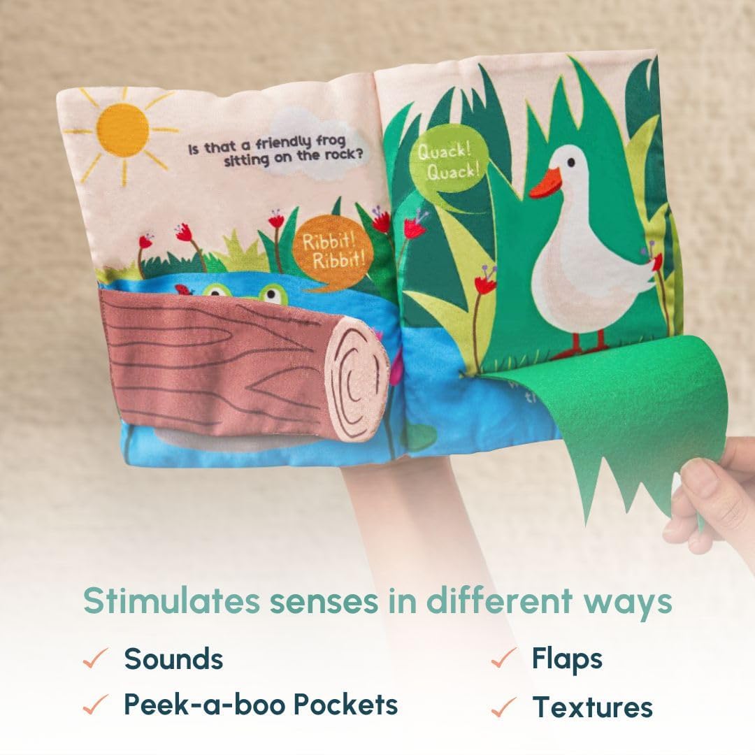 Curious Cub Peekaboo Crinkle Cloth Book for Babies, Sensory 6-12 Months
