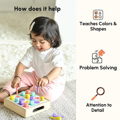 Curious Cub Montessori Shape Sorter & Colour Matching Peg Board | Educational Puzzle for 1, 2 Year Old Boys & Girls | Sensory Learning & Brain Development Toy