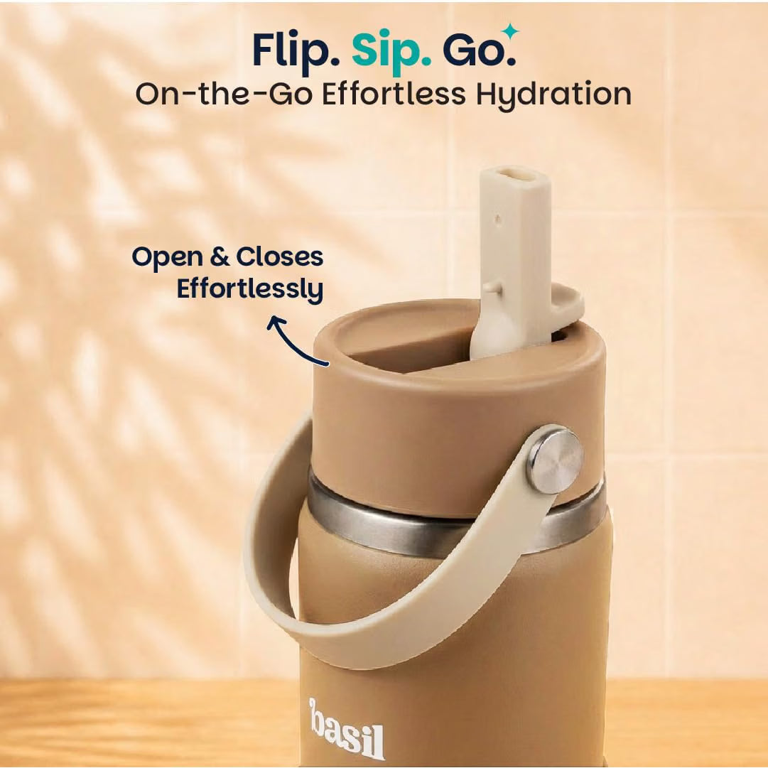 Basil HydraFizz 800ml Insulated Stainless Steel Sipper Bottle – Leakproof with Carry Handle