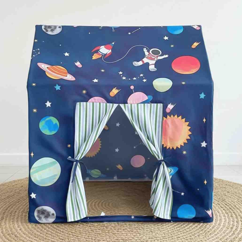 Curious Cub Kids Tent House|Baby Tent House for Kids 2-5 Years|Space Print Play House for Children with Curtains & Easy Setup|Ideal for Screen Free Play Time, Pretend Play, Reading|Gift for Children