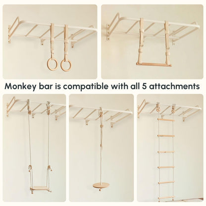 Curious Cub Jungle Gym for Kids Indoor | Kids Gym Play Set | Contains Monkey Bar, Gymnastics Ring, Disk Swing, Rope Ladder for Kid to Play Indoor Fun Activity for Ages 4+ (UL1- 7 FEET)