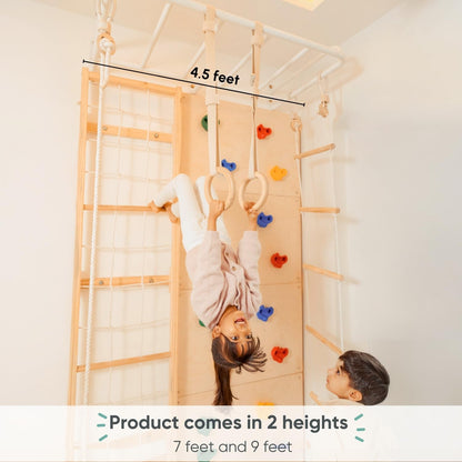Curious Cub Jungle Gym for Kids Indoor | Kids Gymnastics At Home Gym | Contains Rock Climbing, Wall Climbing for Kids | Ladder for Kids to Play Indoor Fun Activity for Ages 4+(9 FEET)