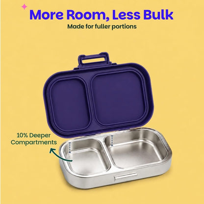 Basil Bento Quad 4-Compartment Stainless Steel Lunch Box – 800ml Leak-Proof Tiffin