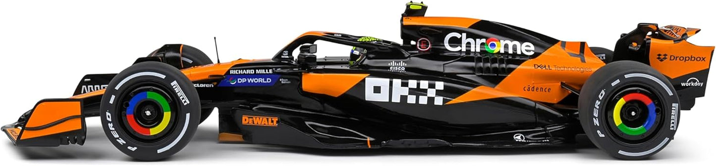 Solido 1:18 Model Car - McLaren F1 Team MCL38 Lando Norris Miami GP 2024 Formula 1 Racing Car