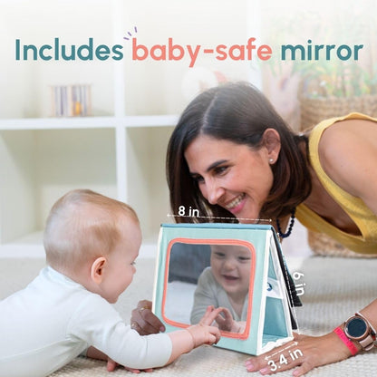 Curious Cub Baby Tummy Time High Contrast Books and Mirror | Books for 3 Month Old Baby | Touch & Feel Book for 1 Year Old | Tummy Time Toys |Sensory Toys | Cloth Book | New Born Gifts