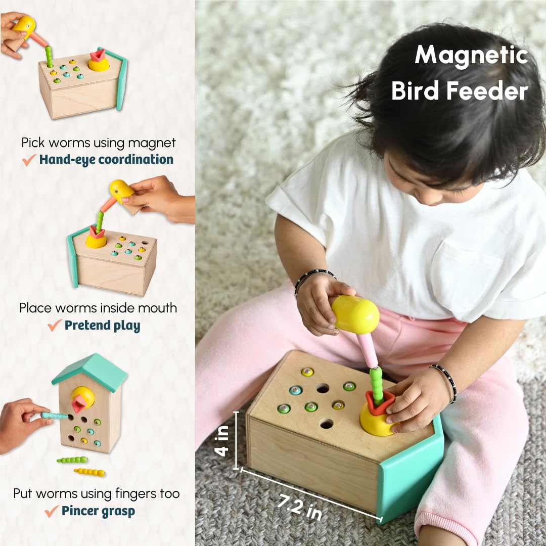 Curious Cub Montessori Learning Wooden Baby Toys| Box 8: 16+ Months | Montessori Toys for 1 Year Old |Fine Motor Skills, Hand-Eye Coordination |Early Child Development |Infant Baby Birthday Gifts
