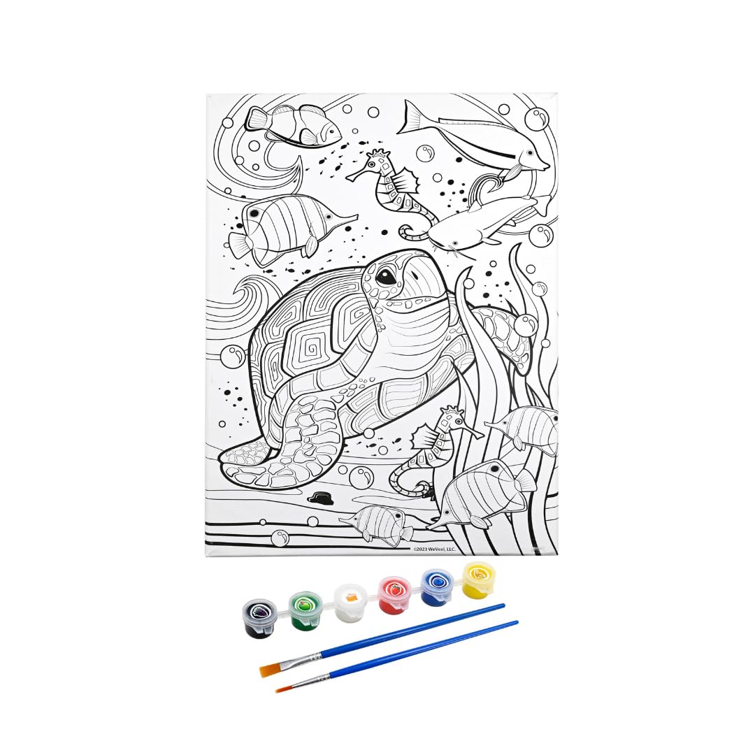 Scentos Canvas Paint Creations Sealife by Fratelli | Pre-Printed Sea Life Theme Canvas Picture, 6 Deliciously Fruity-Scented Paint pots and 2 Brushes(PACK OF 12)