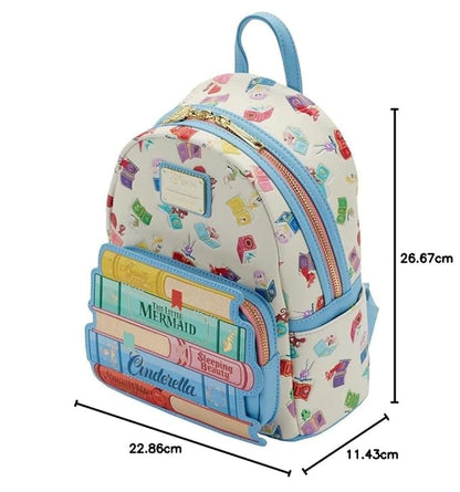 Loungefly Disney Princess Books Classics Womens Double Strap Shoulder Bag Purse, Multi, One Size, Disney Princess Books Classic Mini Backpack