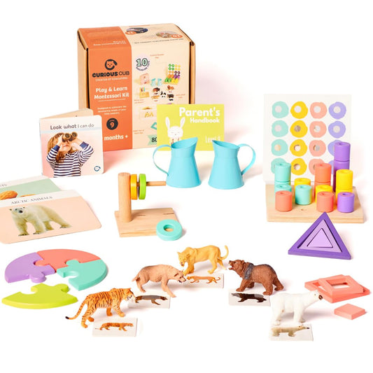 Curious Cub Montessori Learning Wooden Baby Toy|Box 9: 19+Month|Brain Development Montessori Toy For 1+ Year Old|Sensory Toys| Color, Pattern & Animal Recognition|Birthday Gift for 2 Year Old Boy Girl