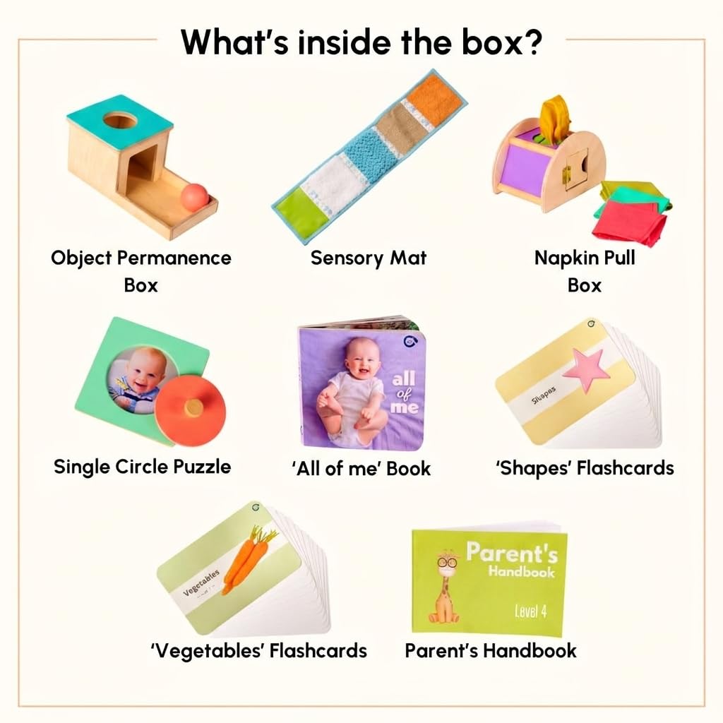 Curious Cub Montessori Learning Wooden Baby Toys | Box 4: 7+ Months | Montessori Toys for 7+ Months |Early Child Development,Sensory Toy|New Born Baby Toy|Gifts for New Born Babies