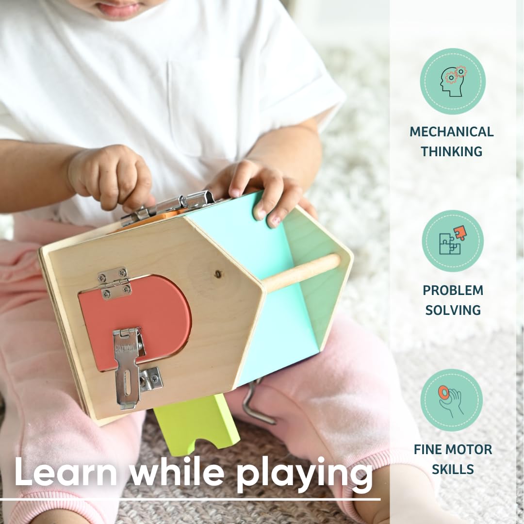 Curious Cub Montessori Lock Box Toy | Wooden Box Toys for Kids | Educational Learning Toy for Early Development for Toddlers | Fine Motor Skills & Puzzle Toys for Kids (12 Months - 3 Years)