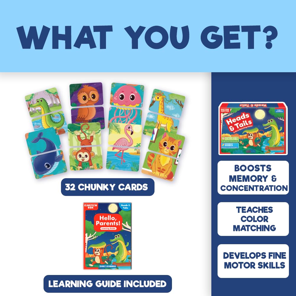 EINSTEIN BOX Heads & Tails Board Game for Kids 2-5 Years Old (PACK OF 6)