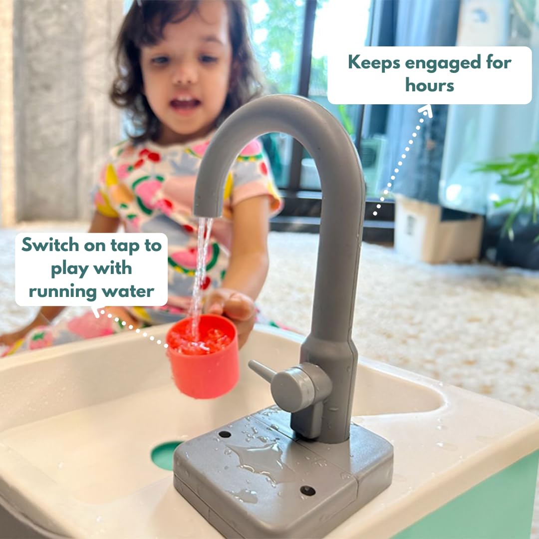 Curious Cub Running Water Play Sink for Kids | Fun Toddler Sink with Faucet | Pretend Play Learning Toy for Kids 2+ Years | Educational Toy for Fine Motor Skills