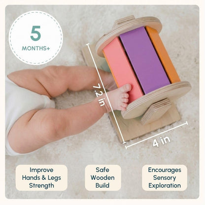 Curious Cub Montessori Spinning Drum for Babies 3 Months-18 Months | Spinning Rainbow Wheel Baby | Tummy Time Toy | Develops Fine Motor Skills | Educational Toy for Early Development