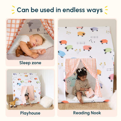Curious Cub Kids Tent House |Tent for Kids 2 to 5 Years|Play House for Children with Curtains & Easy Setup| Ideal for Screen Free Play Time,Pretend Play,Reading & Sleep Zone| Gift for Children