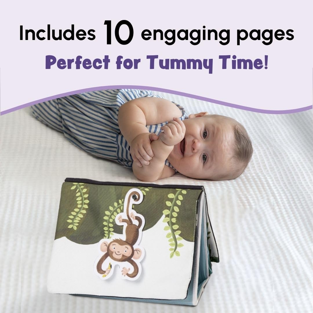 Curious Cub Baby Tummy Time High Contrast Books and Mirror | Books for 3 Month Old Baby | Touch & Feel Book for 1 Year Old | Tummy Time Toys |Sensory Toys | Cloth Book | New Born Gifts