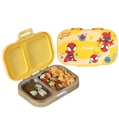 Basil Bento 3-Compartment Stainless Steel Lunch Box – Leakproof Kids & School Tiffin