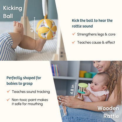 Curious Cub Montessori Learning Wooden Baby Toys | Box 1: 0-3 Months | Montessori Toys for 0-3 Months |Fine Motor Skills Development |Toy for New Born Baby| Toddler Toy | Ideal Gift for Baby Boy Girl