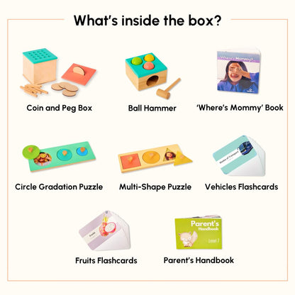 Curious Cub Montessori Toys Wooden Learning Baby Girl Boy | Box 7: 1+ Year |Educational Toy, Sensory Toys & Wooden Puzzles |Sensory Learning & Fine Motor Skills |13+ Month Baby | Gift for 1 Year Old