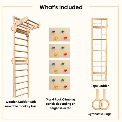 Curious Cub Jungle Gym for Kids Indoor | Kids Gym Play Set | Contains Rock Climbing, Monkey Bar, Gymnastics Rings for Kids | Rope Ladder for Kids to Play Indoor Fun Activity for Ages 4+(6 FEET)