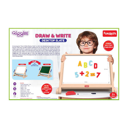 Giggles Draw N Write Desktop Slate, 4in1 Double Sided Chalk Board for Kids (PACK OF 4)