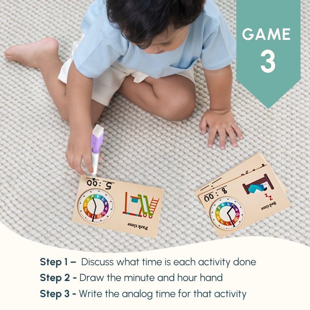 Curious Cub Learning Clock for Kids | Educational Toys for 5+ Year Old | Fun Time Learning Kit | Activity Toys for 6 Year Old Boys, Girls & Educational Board Games for Kids | Ideal Birthday Gift